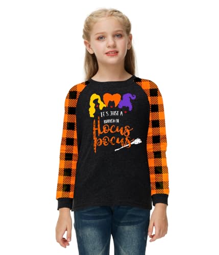 Image of Remimi Girls Thanksgiving Shirts Buffalo Plaid Raglan Tee Cute Turkey Holiday Party Long Sleeve Tshirt 5-14 Years
