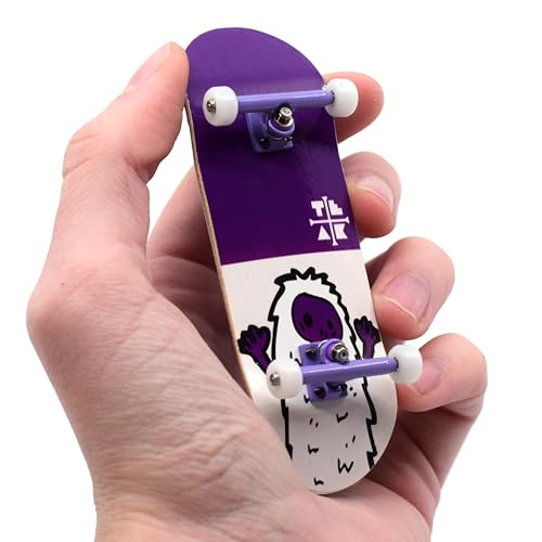 Teak Tuning 32mm Pro Fingerboard Heat Transfer Graphic Complete - Fully Assembled with Pro Level Parts - Pro Shaped Wood Deck (34x97mm), UltraSpin Wheels, Prodigy Trucks - Purple Yeti