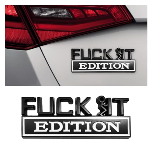 Image of Dickno Fuck It Edition Emblem for Car, Auto Fender Bumper Decoration Stickers, Vehicle 3D Side Fender Rear Trunk Decal Badge, Universal Exterior Accessories for Car Truck SUV (Black & White)