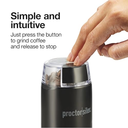 Image of Proctor Silex Electric Coffee Grinder for Beans, Spices and More, Stainless Steel Blades, Makes upto 12 Cups, Black