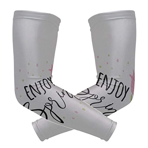 JIAJIA Sleeve Arm Hello Spring Welcome Season Print Ice Silk Sa Arm Sleeves for Men Compression Arm Sleeve Women Quick-Drying&Breathable Arm Sun Cover for Unisex Outdoor 2pcs