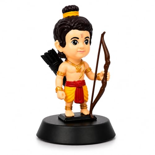 Image of Ram Ji Idol | Cute Lord Ram Figurine for Car Dashboard, Home Decor & Gift | Premium Hindu God Statue | Decorative Spiritual Murti | Multicolour Pink Gold Red Blue | 10 cm Height