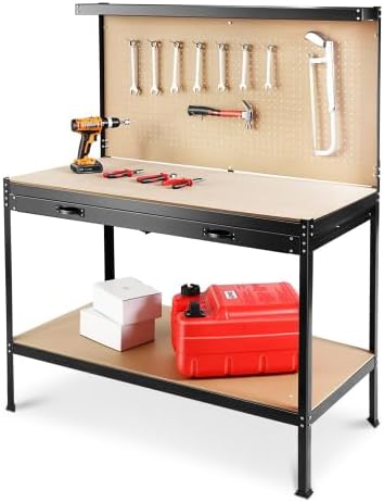 Work Bench – Durable Workbenches with Drawers for Garage Use – Ample Workspace, High Carrying Capacity, Rust-Proof Work Bench Table with Storage