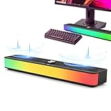 Performance de Batterie : Dotées d'une batterie résistante, ces enceintes RGB pour PC permettent jusqu'à 7 heures de lecture, supportant une utilisation prolongée dans divers environnements comme les bureaux à domicile, les séances de divertissement ou les rassemblements en extérieur avec une efficacité énergétique maintenue pour un son constant et fiable.