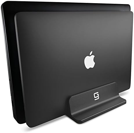 Double Vertical Laptop Stand Holder with Adjustable Dock (Black)