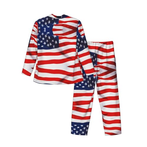 (Flag Patriotic) Printed Men's Long-Sleeved Pajama Set -2