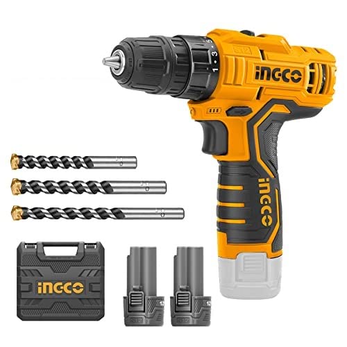 INGCO 12V Cordless Drill, 15+1 Torque Setting 20NM 2Speed Gear 0