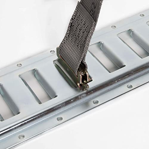 Dc Cargo E-Track Ratcheting Straps Cargo Tie-Downs, (Pack Of 2) 2 X 16 Heavy Duty Grey Polyester Tie-Down Rachet Straps, Strong Ratchet Strap, E-Track Spring Fittings, Tie Down Motorcycle #TOP1