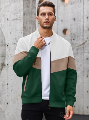 Image of HYPESTFIT Mens Lightweight Jacket Casual Bomber Jacket Color Block Varsity Coat