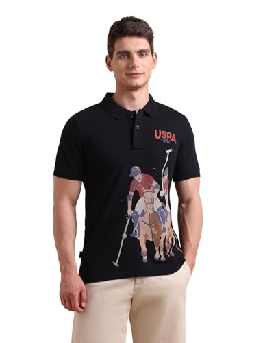 Image of U.S. Polo ASSN. Printed Polo T Shirts for Men - 100% Cotton, Half Sleeve Mens Tshirt