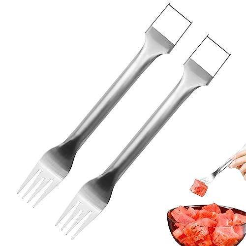 Watermelon Cutter Fork, Stainless Steel 2-in-1 Watermelon Fork Slicer, Portable Watermelon Fork Watermelon Cutter Slicer Tool, Summer Watermelon Cutting Artifact, Fruit Forks Slicer For Home Party Ca