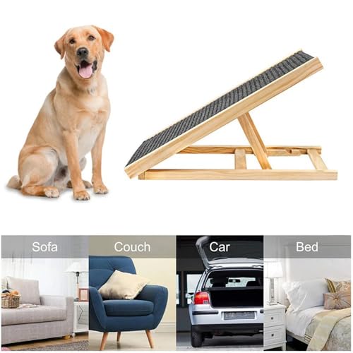 Dog Ramp for Bed, Adjustable Folding Portable Pet Ramp with Non Slip Surface & Adjustable Heights for Small Dog, Pet Ladder for Car Bed Sofa - Image 5
