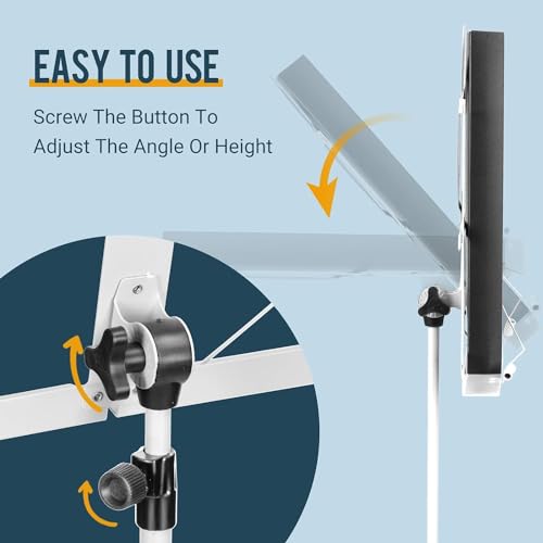 Image of CAHAYA Foldable Music Stand Extra Stable Lightweight Portable Adjustable Music Stand & Table Stand 2 in 1 Dual Use with Metal Carry Bag White