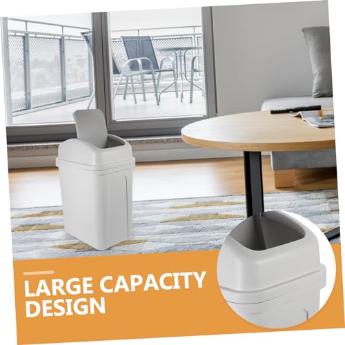 Caneca de basura rectangular con tapa blanca miniatura 5