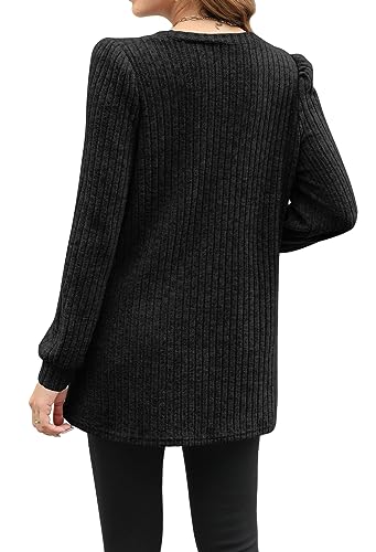 Image of OFEEFAN Long Sleeve Shirts for Women Long Sweaters with Pockets Tunic Tops Loose Fit