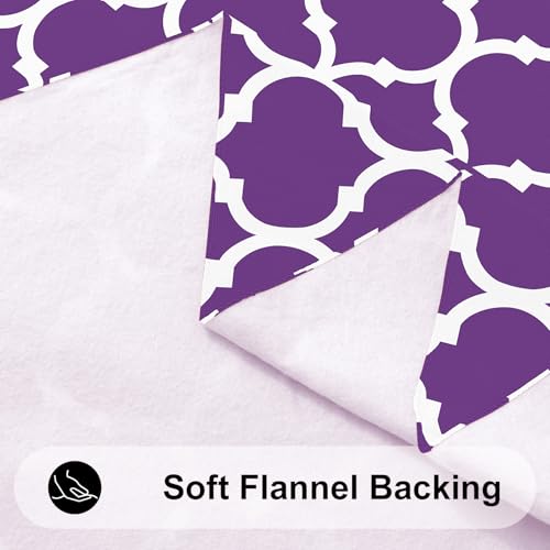 Image of Smiry Square Table Cloth, Flannel Backed Vinyl Tablecloth, 54 inchx54 inch | Waterproof Plastic Tablecloths, Wipeable Table Cover for Dining, Indoor and Outdoor (Purple)