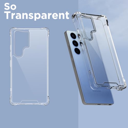 Image of Outlouders Back Cover for Samsung Galaxy S22 Ultra 5G Clear Transparent PC + TPU Bumper Case with Raised Edges for Shockproof Protection (Transparent)