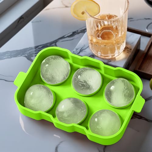 Molde para cubitos de hielo de silicona con tapa, 6 bolas grandes miniatura 1