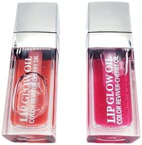 ASKELI Hydrating Lip Oil, 2 Pack Plumper Tinted Lip Oil Gloss Set, Clear Plumping Lip Balm Makeup for Plumping and Moisturizing Dry Lips(Raspberry & Pink)