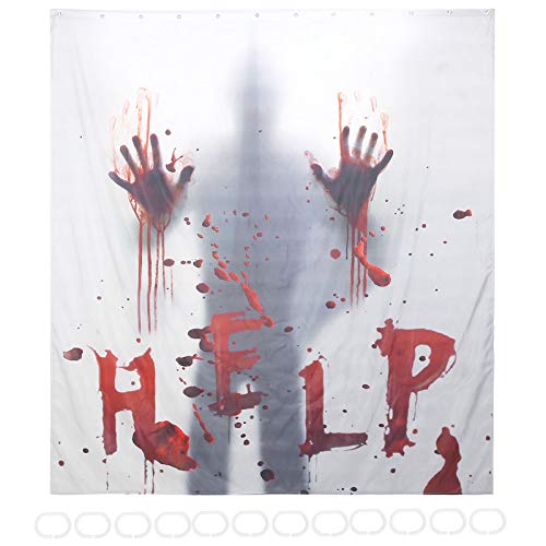 HERCHR Cortina de Ducha de Halloween, Cortinas de baño de Fibra de poliéster de Terror con Ganchos, 78.7x70.9x0.4in