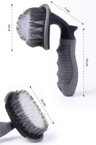 Image of Tire Cleaning Brush- Heavy Duty Car Tire Scrub Brush | Deep Cleaning Hard Bristles | Ergonomic Grip Handle for Car & Bike Tires