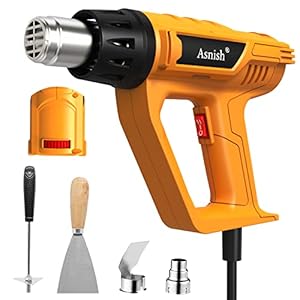 Heat Gun 1800W Variable Temperature Settings 122℉~1202℉ (50℃- 650℃), Asnish Fast Heat Hot Air Gun, Durable& Overload…