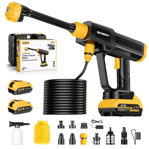 SKYBNNY Cordless Pressure Washer, 1200 PSI, 2 Batteries, 6-in...