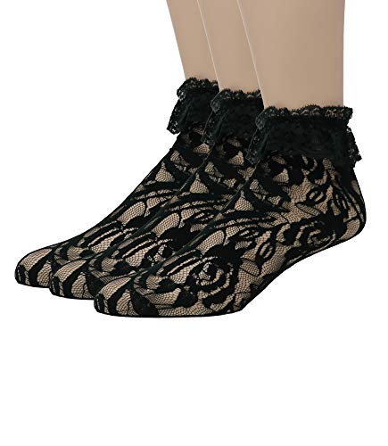 Image of EMEM Apparel Women's Lace Anklet Socks with Ruffle