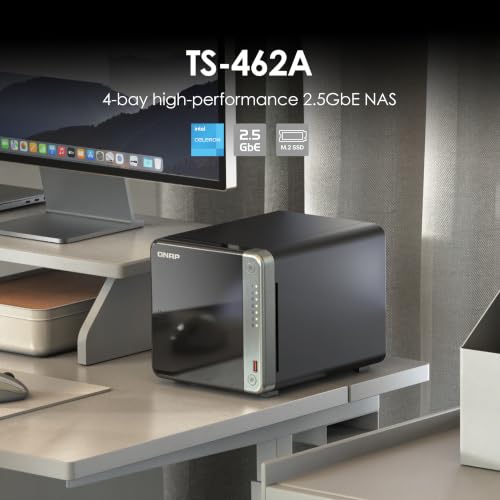 Image of QNAP TS-462A-4G 4-Bay Desktop NAS | Intel Celeron N5095 Quad-Core (up to 2.9 GHz), 2.5GbE, Dual M.2 SSD Slots, QTS