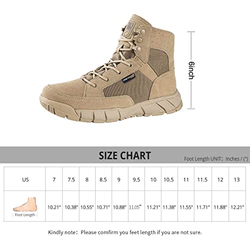 Free Soldier Waterproof Hiking Work Boots Men's Tactical Boots 6 Inches Military Boots (Tan, 10.5) #TOP6