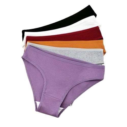 SunFlux® Ribbed Cotton Panties for Women Briefs Comfortable Ladies Underwear Sets (Assorted Pack)-picture-49