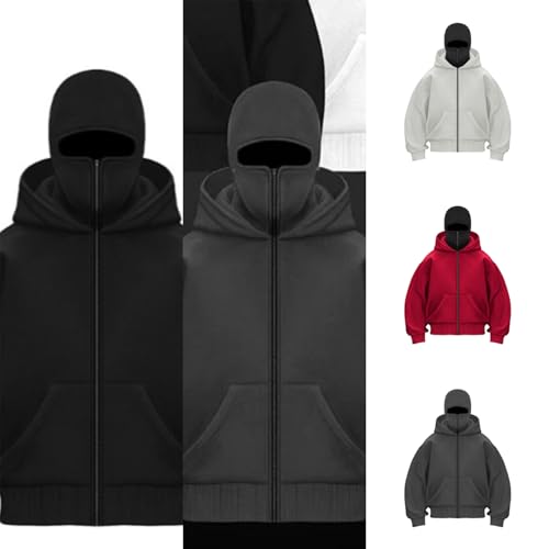 Unisex Balaclava Hoodie-Fashion Zip Up Hoodies Casual Long Sleeve Windproof Athletic Warm Winter Sweatshirt4