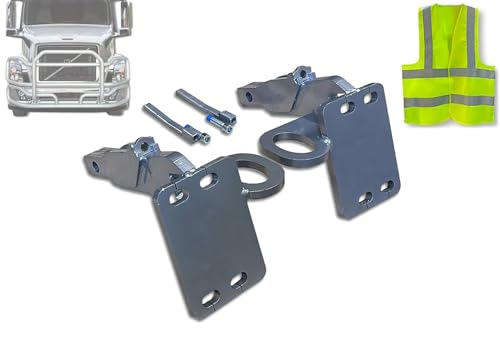 Bumper Deer Moose Brush Guard Ex-Guard Brackets Mounting Hardware Set Compatible with Volvo VNL 2004-2017 Plus Logo and Reflective Vest