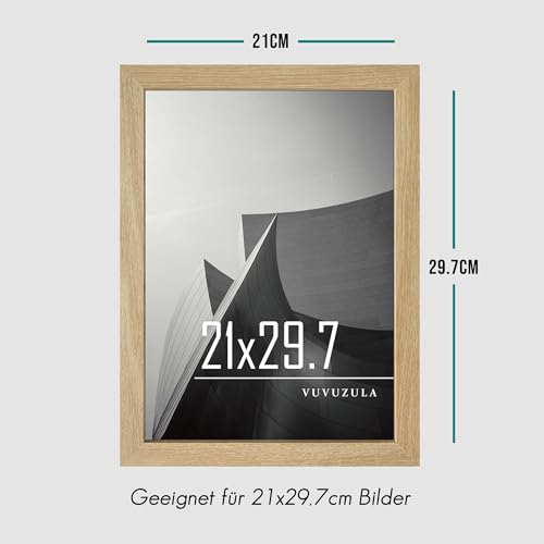 VUVUZULA Bilderrahmen A4 Holzrahmen 21x30cm Holz Fotorahmen MDF Rahmen DIN A4 für Urkunden in Natur 3er Set