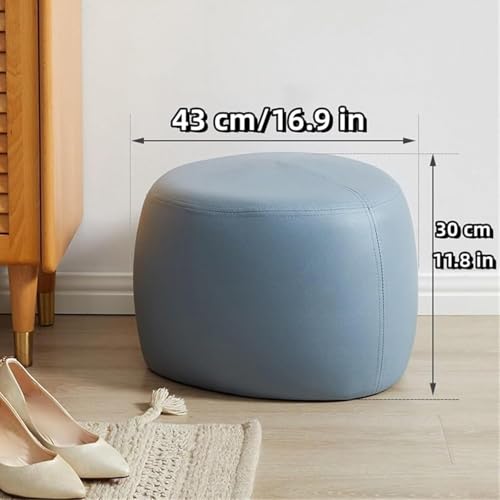 Pouf en cuir PU gris et petit tabouret bas de vanité rond