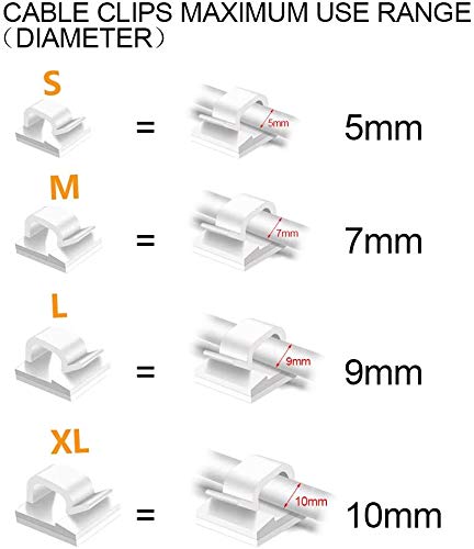 30pcs White Adhesive Cable Clips, Wire Clips,Car Cable Organizer,Cable Holder,Cable Wire Management,Cable Holder for Car,Office and Home(Included S Size, M Size, L Size and XL Size Cable Clips)