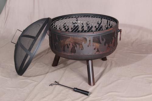 Texas Steel Fire Pit 60CM with Chromed grill + FREE rain cover + Free Dia.56cm Camping Fire pit(Grill, Folding Legs, Carry Bag) - Image 3