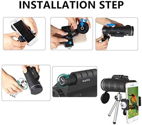 Monocular Telescope, 40X60 High Power HD Monocular with Smartphone Holder & Tripod - [Upgrade] Waterproof Monocular with Durable and Clear FMC BAK4 Prism Dual Focus for Bird Watching, Camping,Hiking - Thumbnail 4