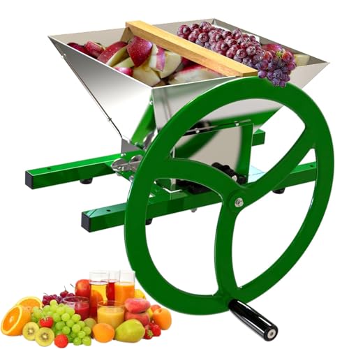 GUUFUFA Trituradora de Frutas y Manzanas Molinillo Manual de 7 l / 1,8 galones - Molinillo exprimidor Manual de Acero Inoxidable Grande, triturador de Frutas para prensado de Vino y Sidra