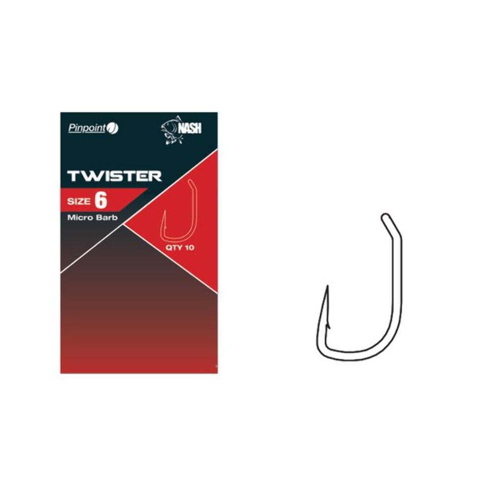 Nash Pinpoint Twister Barbless Carp Hooks: 6