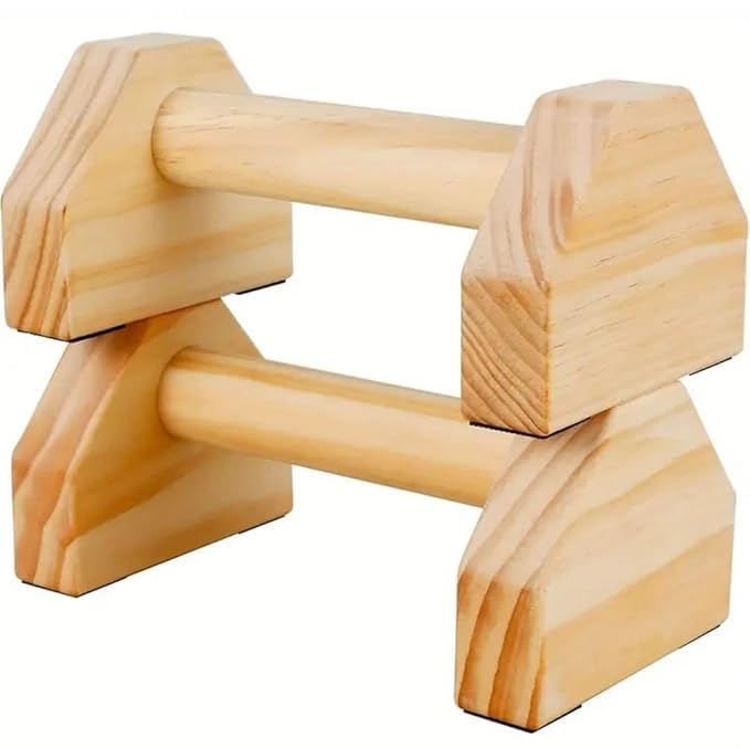 SWH Push-up Bars, 2 PCS Wood Pushup Bars Non-Slip Base Exercise Home Workout Equipment, Wooden Parallettes Handle Stands Grip for Men Strength Training, Planks, Fitness 25cm