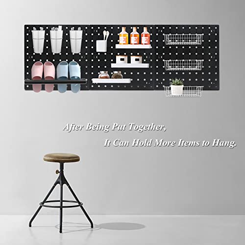 Jersvimc 2Pcs Black Pegboard Wall Organizer Kit, Plastic Craft Pegboard Display Small Pegboard Panels Kitchen Peg Boards For Walls - 2 Installation Methods(No Damage) For Diy Office Desk Garage #TOP5