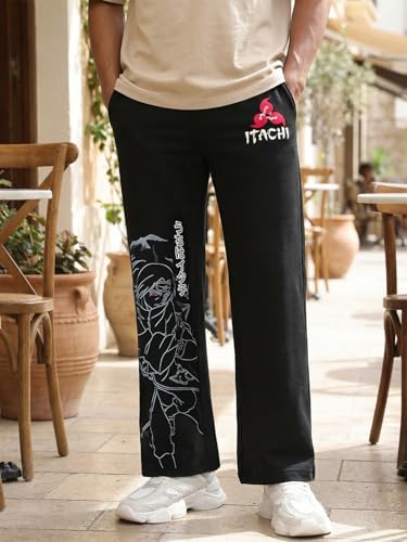 Image of Bewakoof Official Naruto Merchandise Itachi Men's Graphic Print Straight Fit Poly Cotton Track Pant