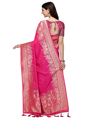 Image of Mehrang Cotton Banarasi Silk Saree for Women With Unstitched Blouse Piece