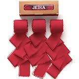 JEDIA Red Ribbon, 3 Rolls Chiffon Ribbons, 1.5" x 7Yd Wrapping Ribbon Set for Gift Wrapping, Wedding