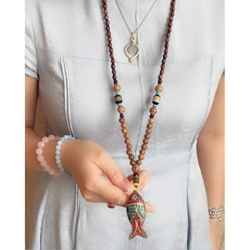 Zonster Monili di Legno Collana Fatta a Mano Perle...