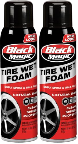 Image of Black Magic 800002220 Tire Wet Foam, 18 oz. - Specially Formulated Thick Tire Spray Foam Clings to Tires to Dissolve and Clean Dirt While Shining and Protecting All In One Step (Pack of 2)