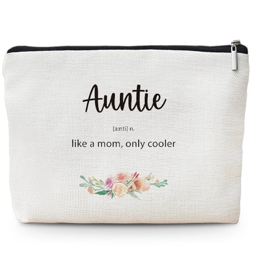 MOTERMATE Auntie Gifts Makeup Bag, Auntie Gifts for Christmas from Nephew Niece Cosmetic Bag for Women, Aunt Gift from Nephew Niece Toiletry Bags Zipper Makeup Pouch