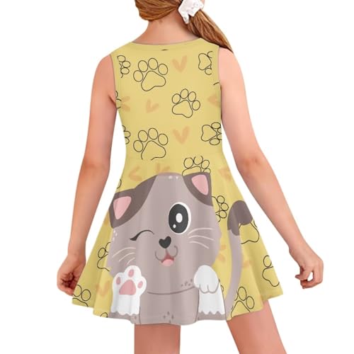 SYtrade Girls Summer Dress Sleeveless Crew Neck Sundress A-Line Swing Holiday Party Dress4
