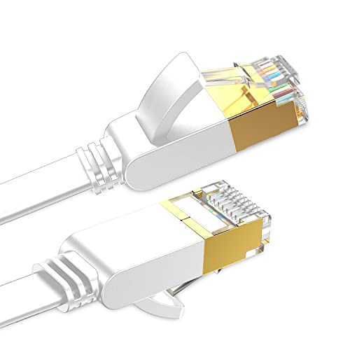 HuLuWa Câbles Ethernet 1M,TPE Plat Câble de Réseau Haute Vitesse Gigabit RJ45 plaqué or, pour Commutateur,Routeur,Modem,Panneau de Brassage,PC (Blanc) Cover